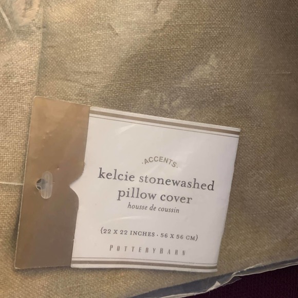 Pottery Barn Kelcie Pillow Cover Neutral 22 sq Embroidered Stonewash Birds Linen - Picture 8 of 15